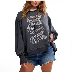 NEW Free People Graphic Snake 🐍 Camden Pullover Size M